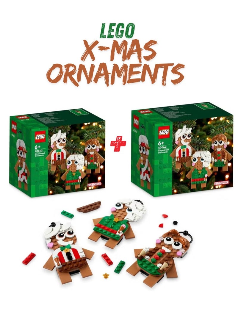 LEGO Gingerbread Ornaments Pack of 02- Christmas Tree Ornaments Building Set for Kids, Boys & Girls, Ages 6+ - 3 Gingerbread Decorations for Tree & Home - Gift Ideas for Kids - 40642 - Image 1